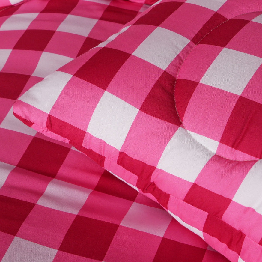Cherry Gingham Quilted Coverless 7.5 Tog Duvet Set - Red