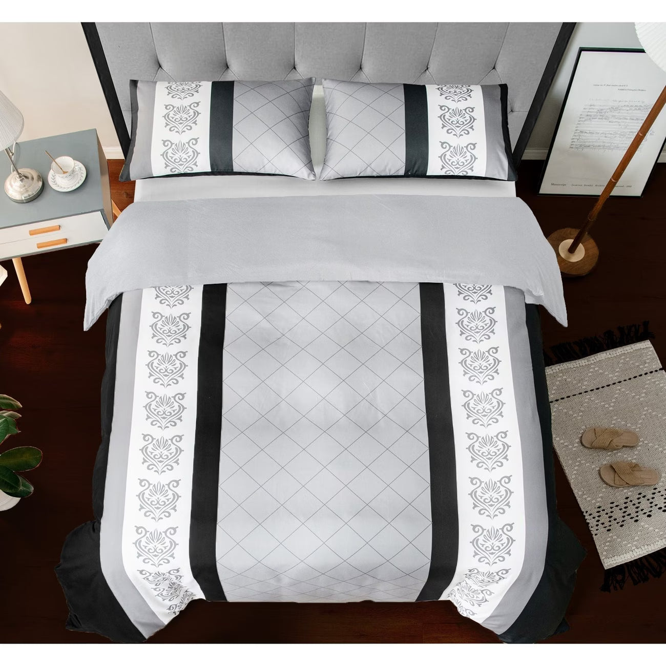 3PCS Reversible Microfiber Bedding Set with Pillowcases