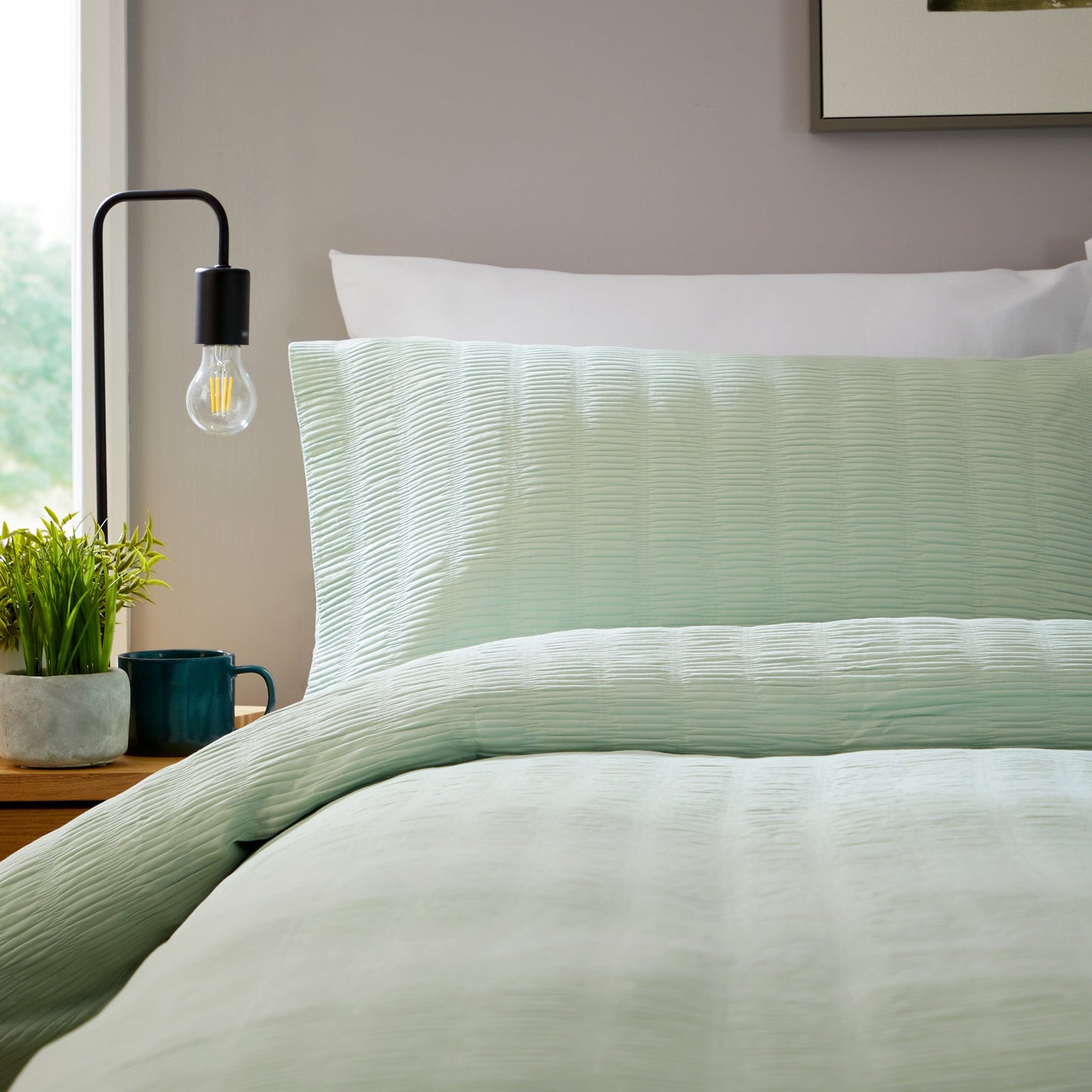 Belgravia Sage Green Microfibre Duvet Cover Set