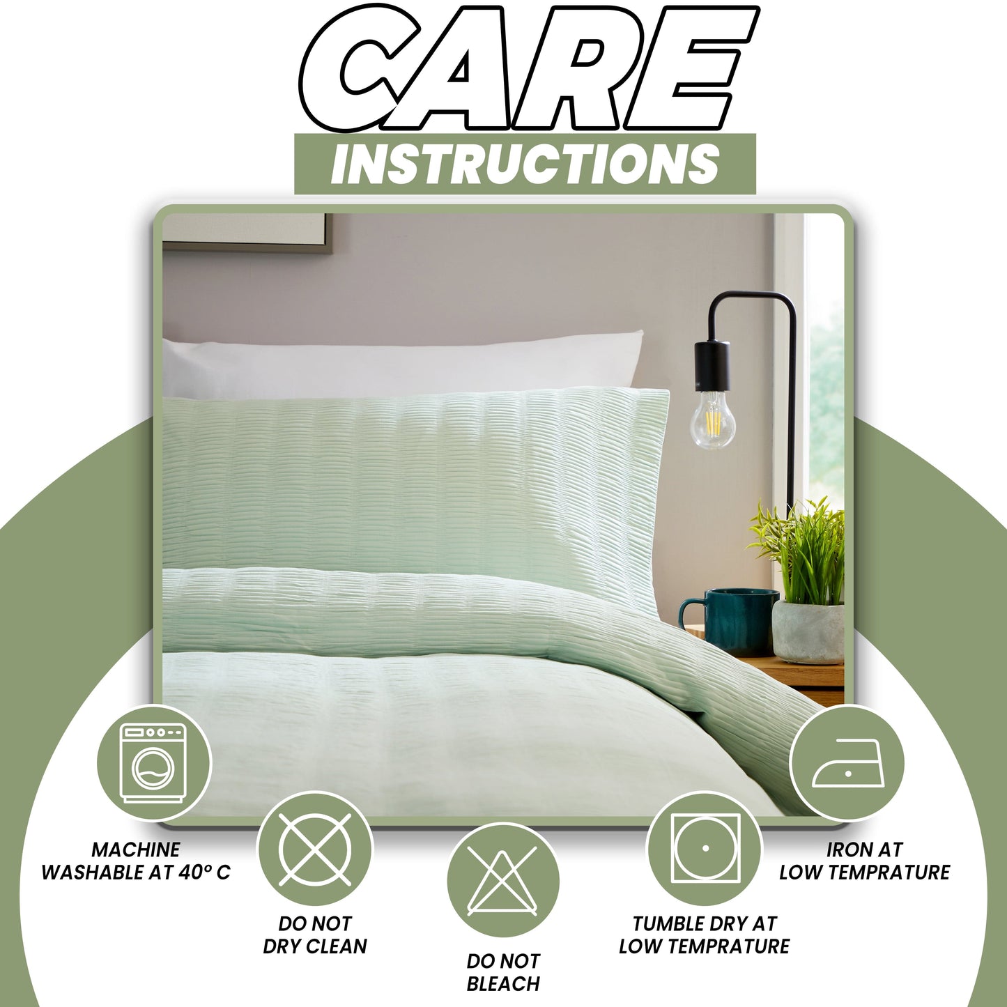Belgravia Sage Green Microfibre Duvet Cover Set
