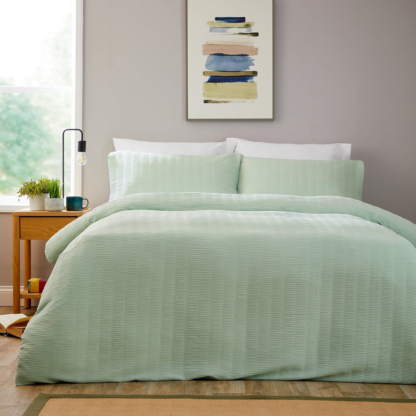 Belgravia Sage Green Microfibre Duvet Cover Set