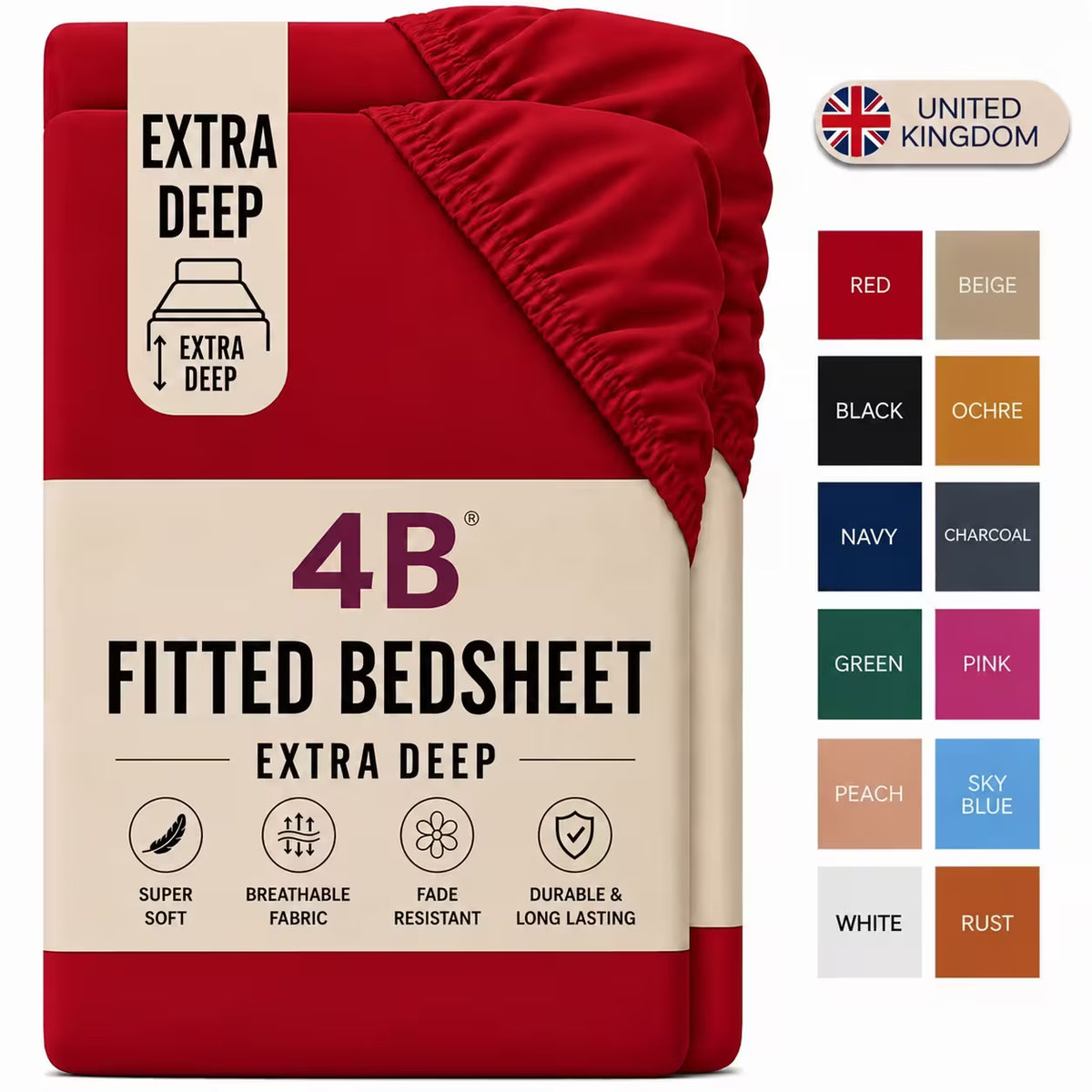 4B Deep Pocket Fitted Sheet – Durable, Easy Care & Secure Mattress Fit