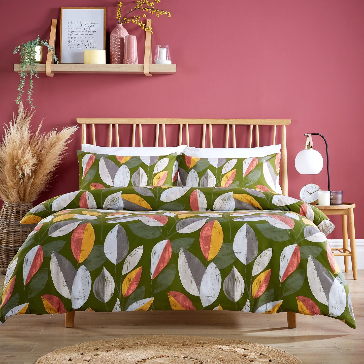 Bodenham Leaf Print Duvet Cover Bedding Set Ultra Soft Cotton Blend Fade & Shrink Resistant Includes Quilt Cover & Pillowcases