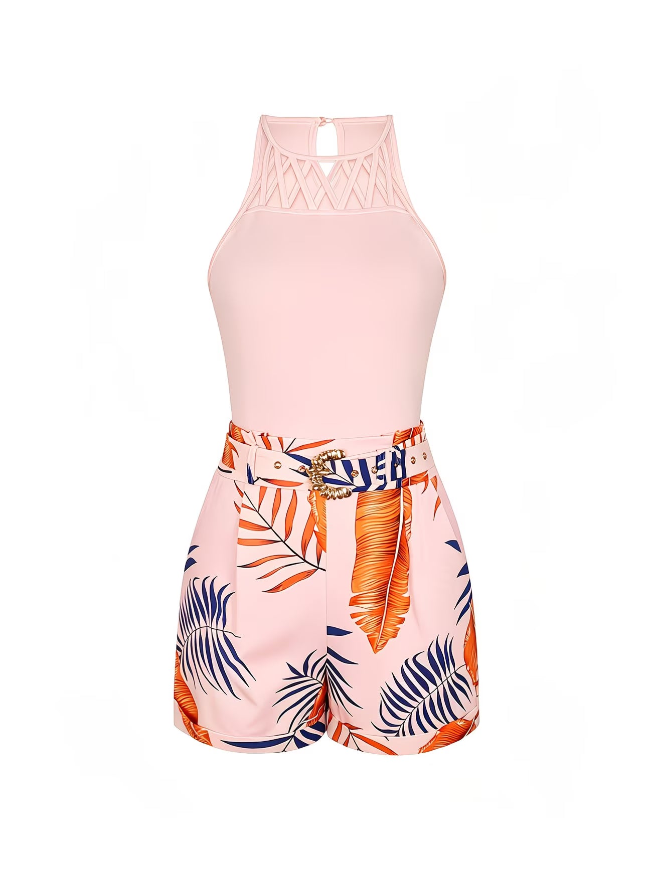 Two-Piece Set Women'S Casual T-Shirt Shorts with Belt