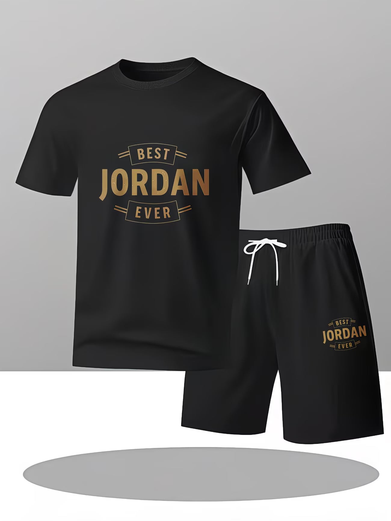 Men's Casual Sporty Matching Set – 'Best Ever' Slogan Print T-Shirt & Shorts