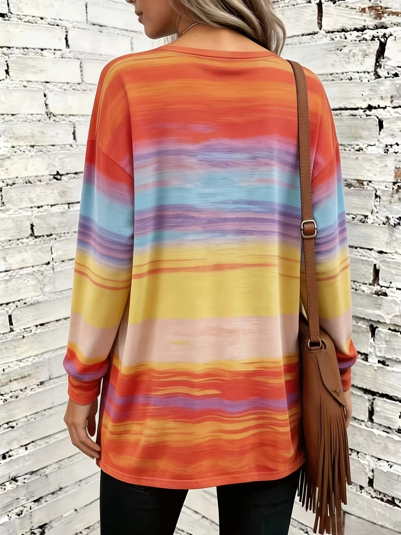 Colorful Ombre Tie Dye Print Plus Size Long Sleeve Cardigan