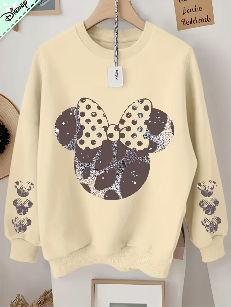Women's casual long-sleeved sweatshirt with starry leopard print