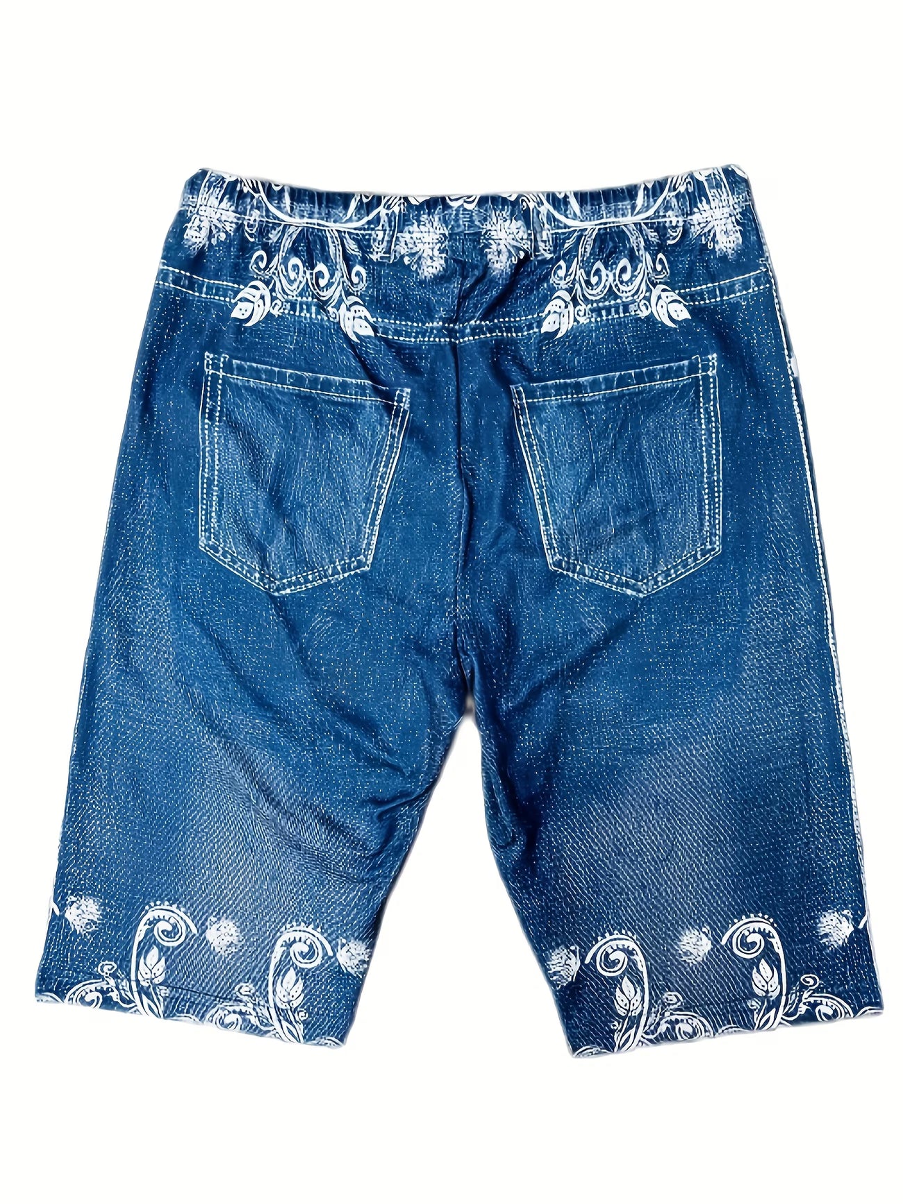 Women's Skull Print Leggings & Shorts — Faux Denim Effect | Stretchy Summer Fit