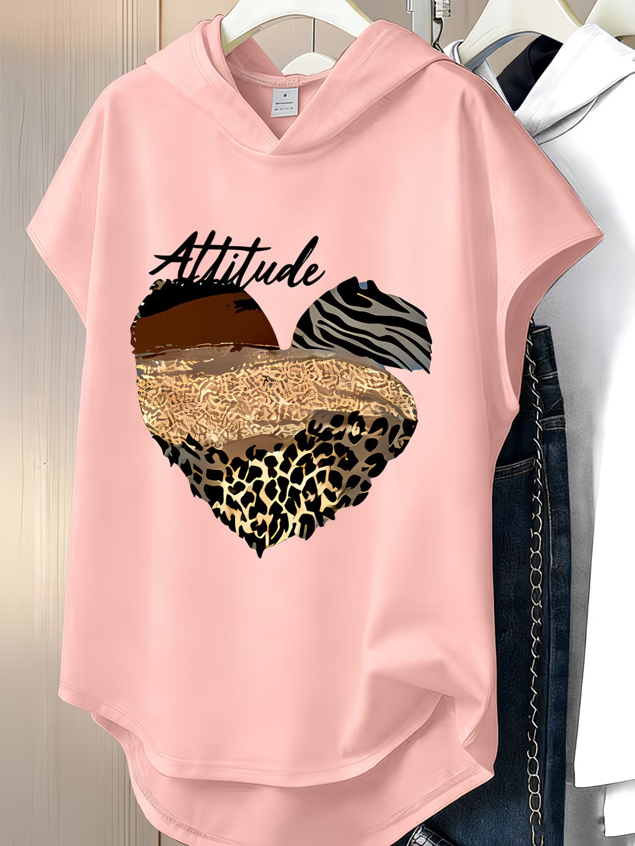 Hooded Short Sleeve T-Shirt — Heart & Wild Print Edition