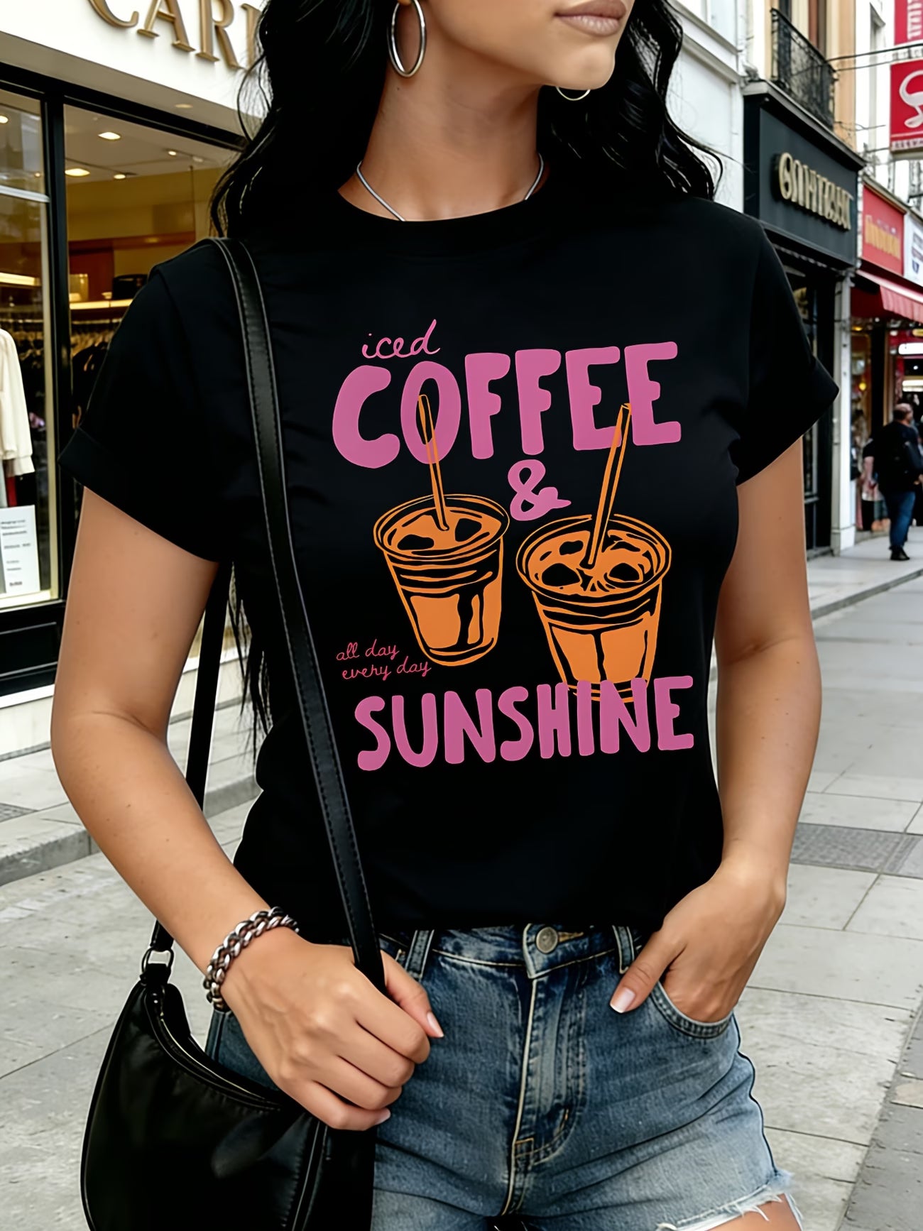 Iced Coffee & Sunshine Women's Slogan T-Shirt