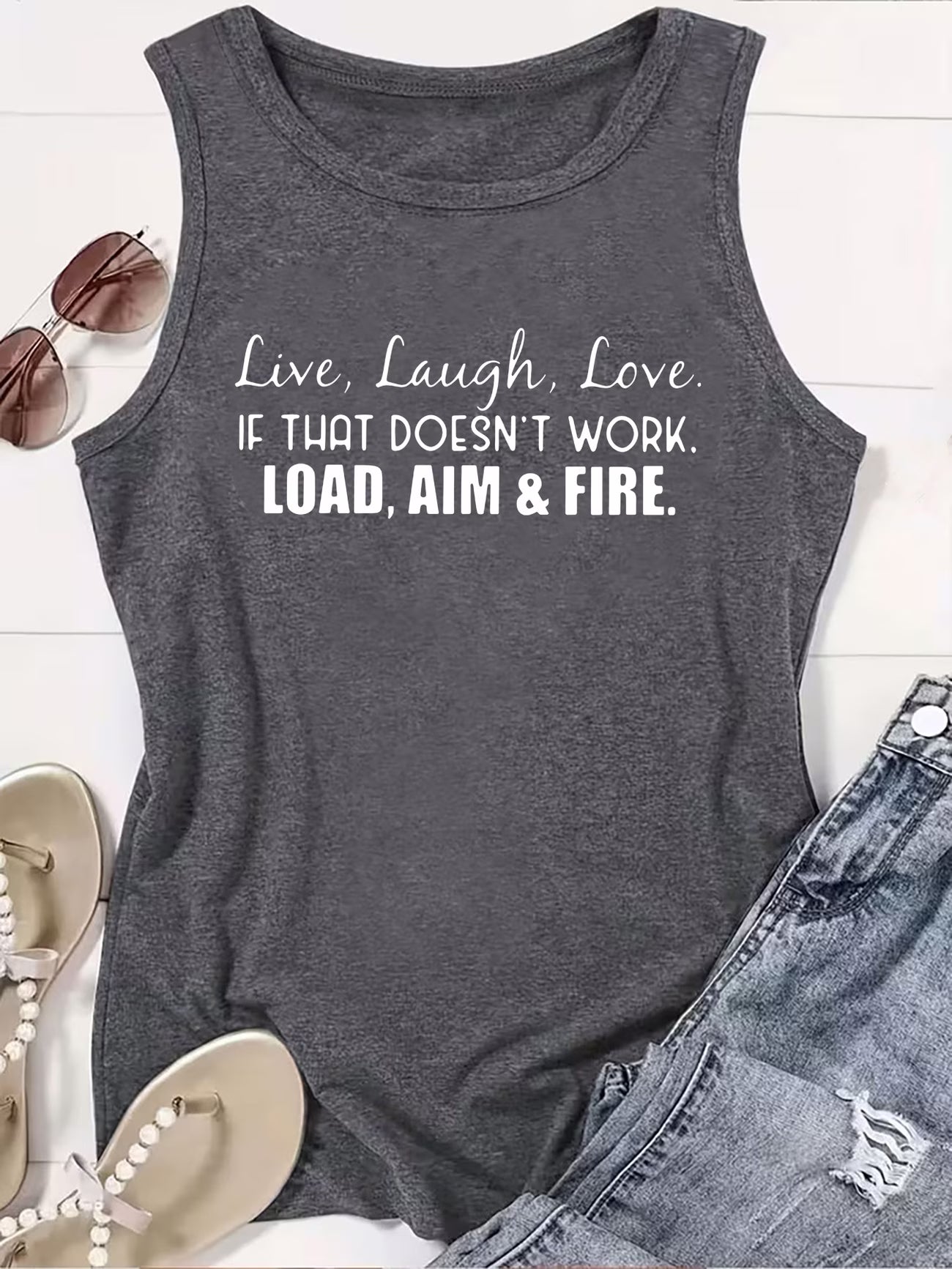 Women's Live Laugh Love Sleeveless Tank Top | Funny Slogan Vest