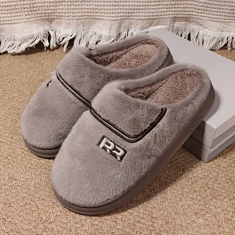 Unisex Autumn & Winter Indoor Plush Slippers – Full-Fill Warm Foot Wrap, Non-Slip & Durable