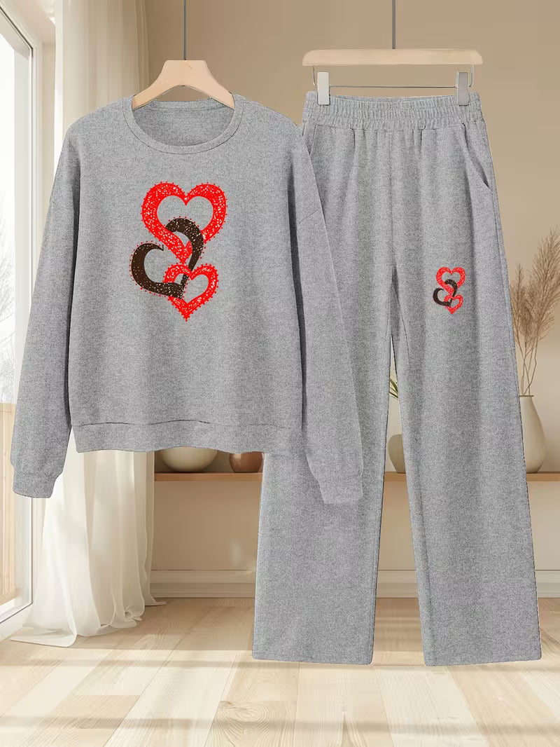 2pcs Autumn-Winter Heart Pattern sets