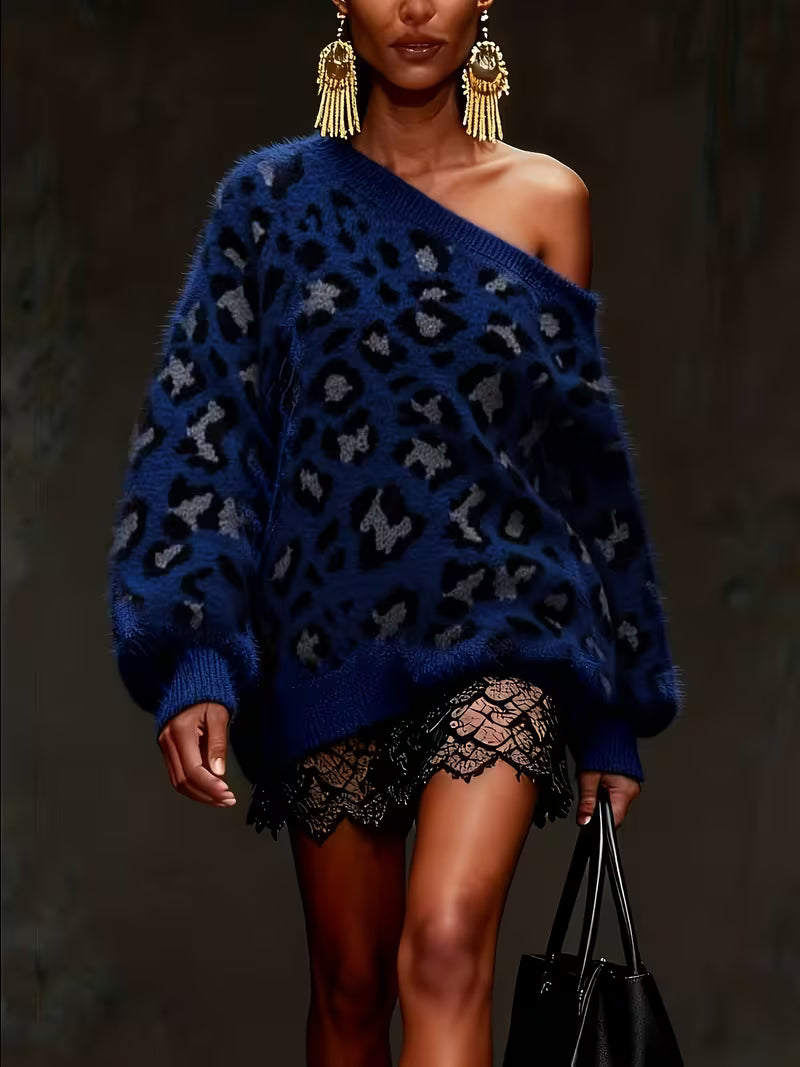 Retro Leopard Print Faux Fur Cardigan