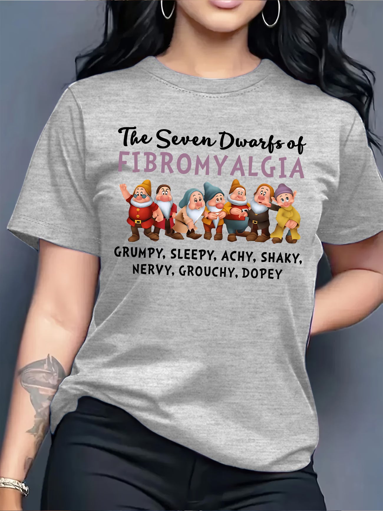 The Seven Dwarfs of Fibromyalgia — Graphic Print T-Shirt