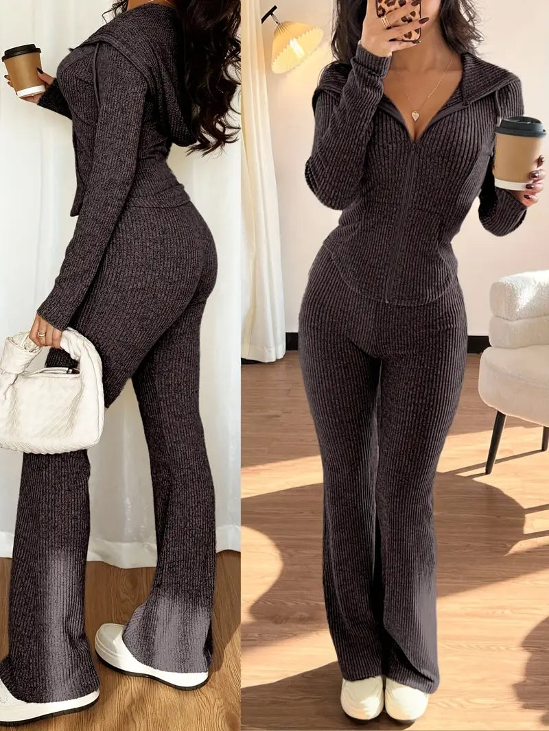 Jacket and Flared Pants Two-Piece Set
