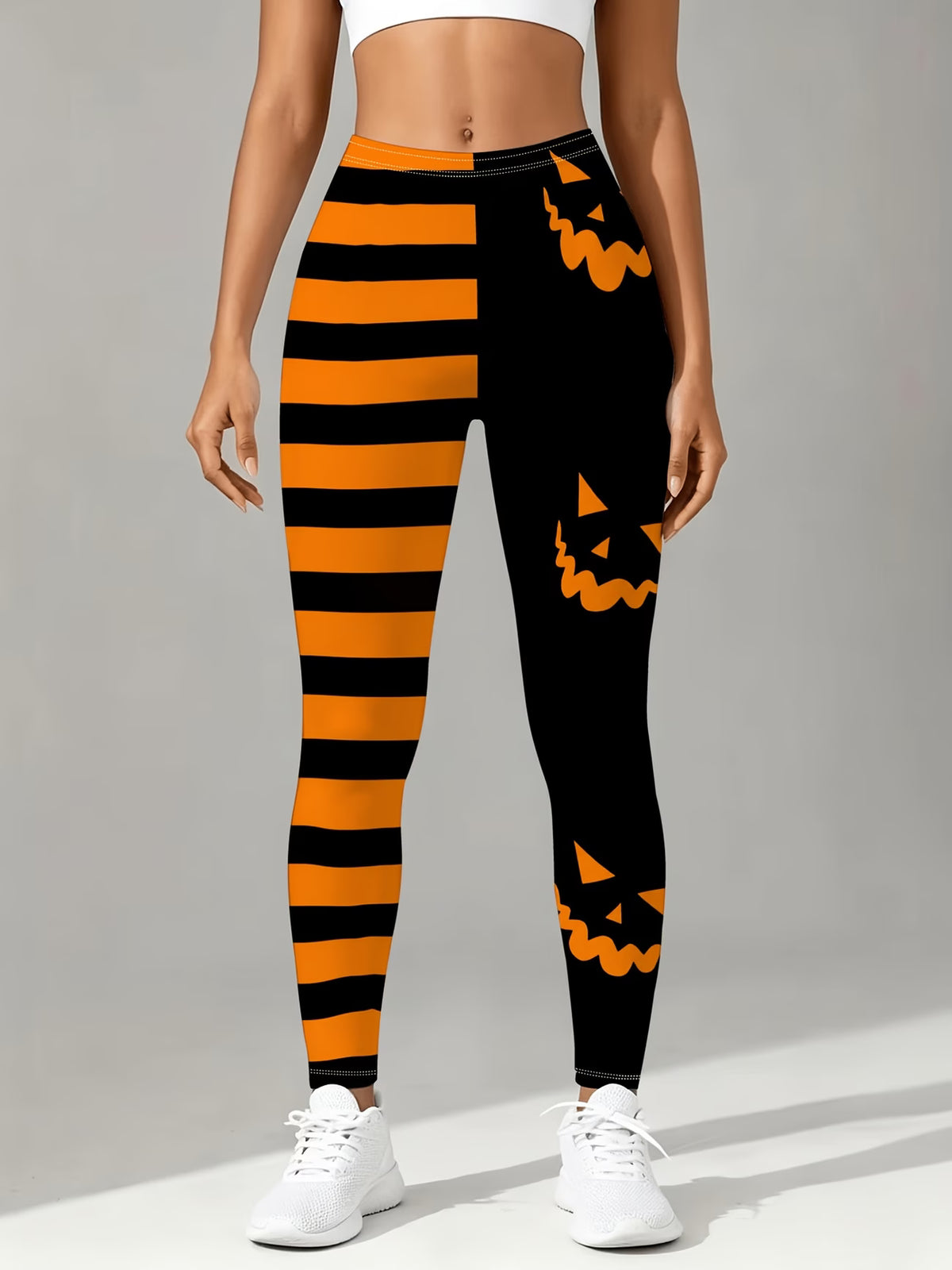 Women's Halloween Ghost & Pumpkin Print Leggings