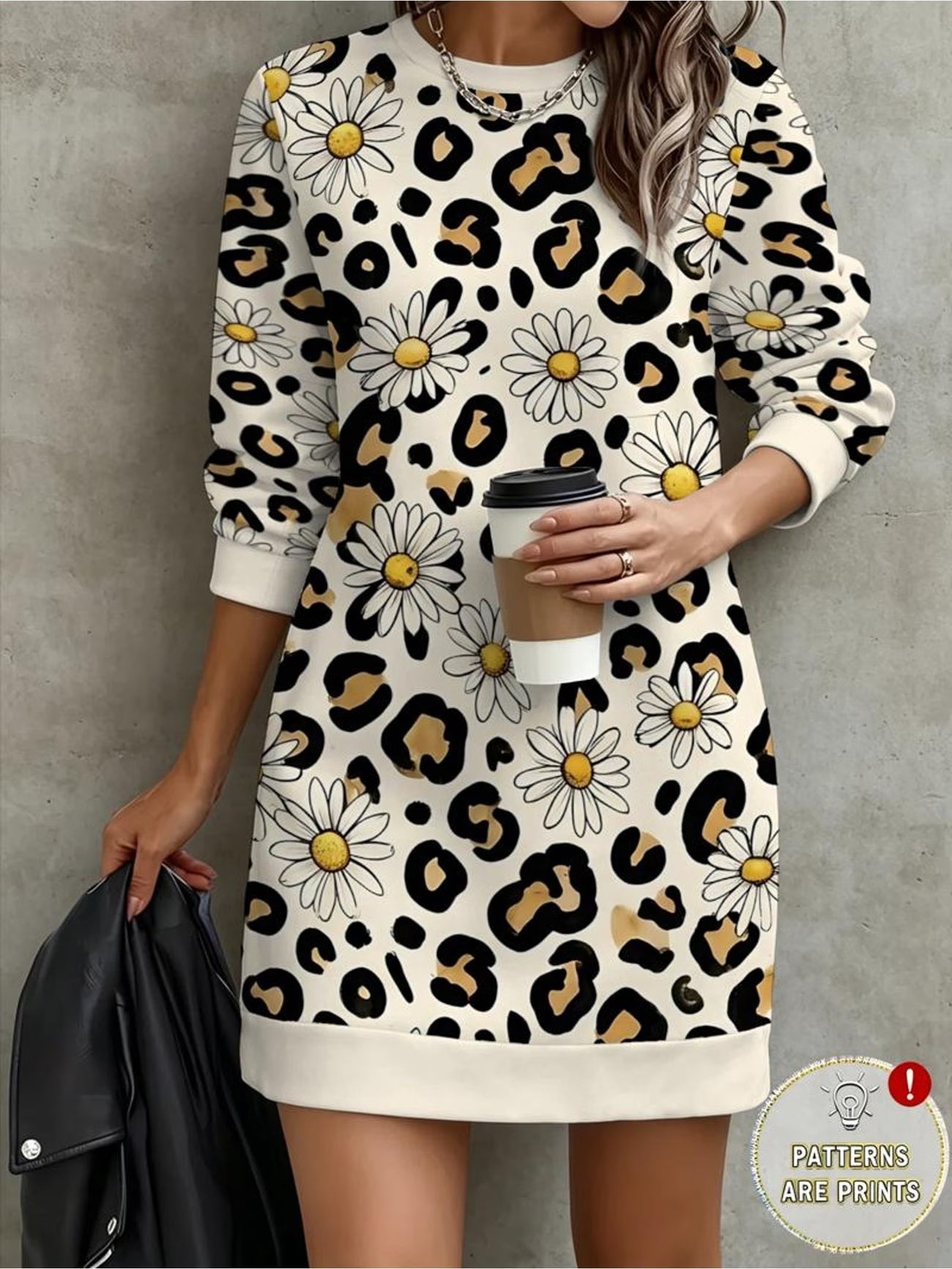 Leopard Daisy Print Loose Sweatshirt