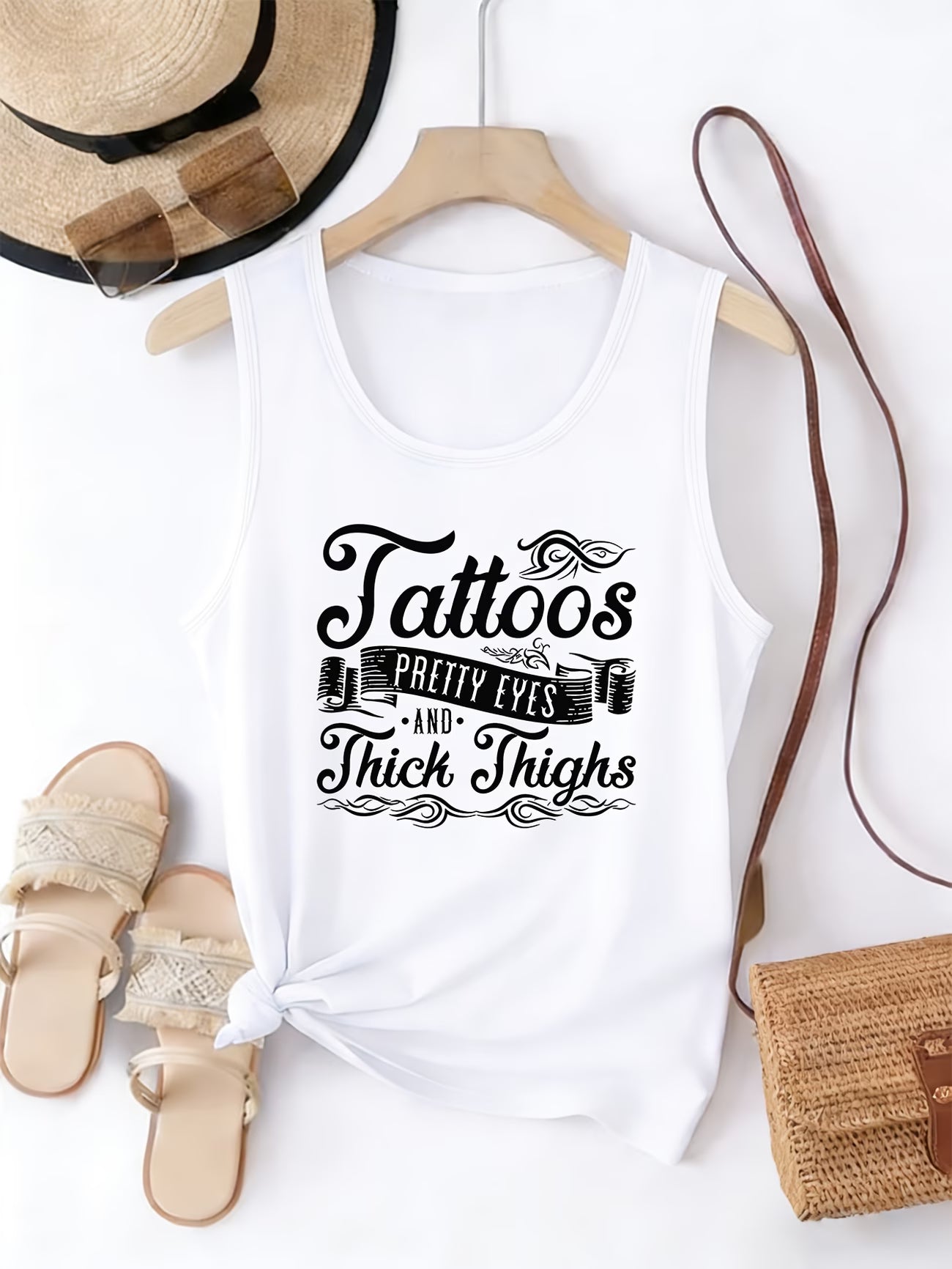 Tattoo Print Round-Neck Tank Top
