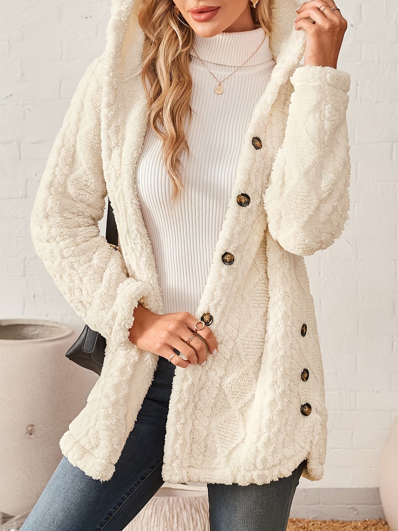 Thickened Plush Hooded Overcoat – Autumn & Winter