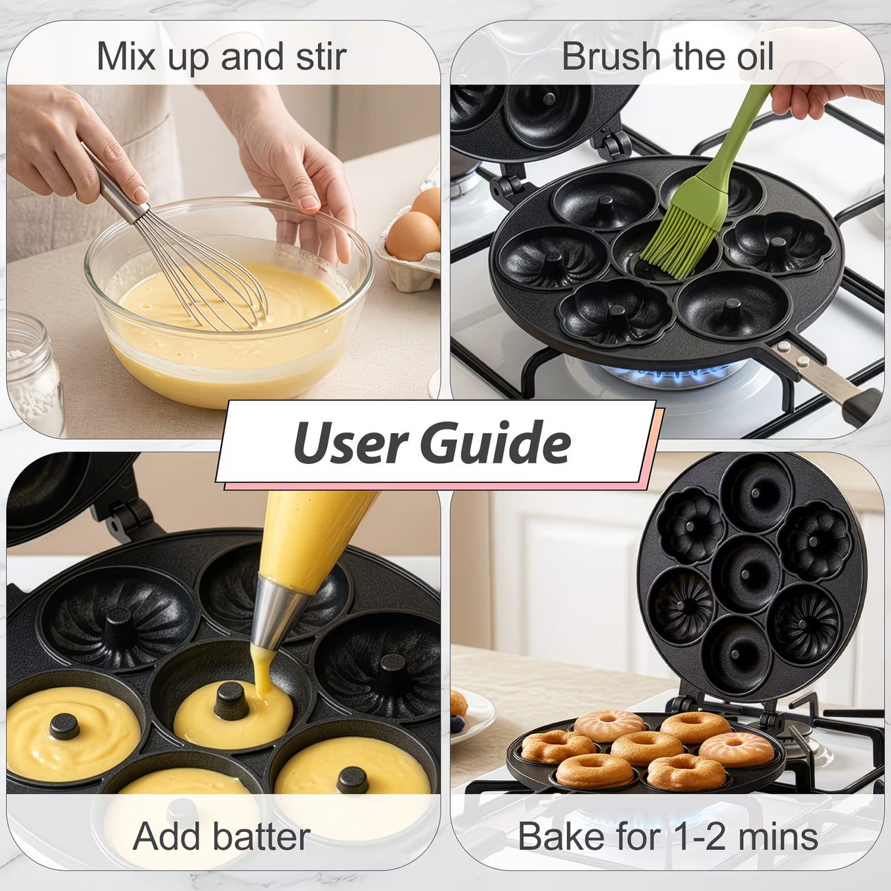 7-Hole Non-Stick Donut Baking Pan with Handle – Heavy Duty Homemade Doughnut Tray