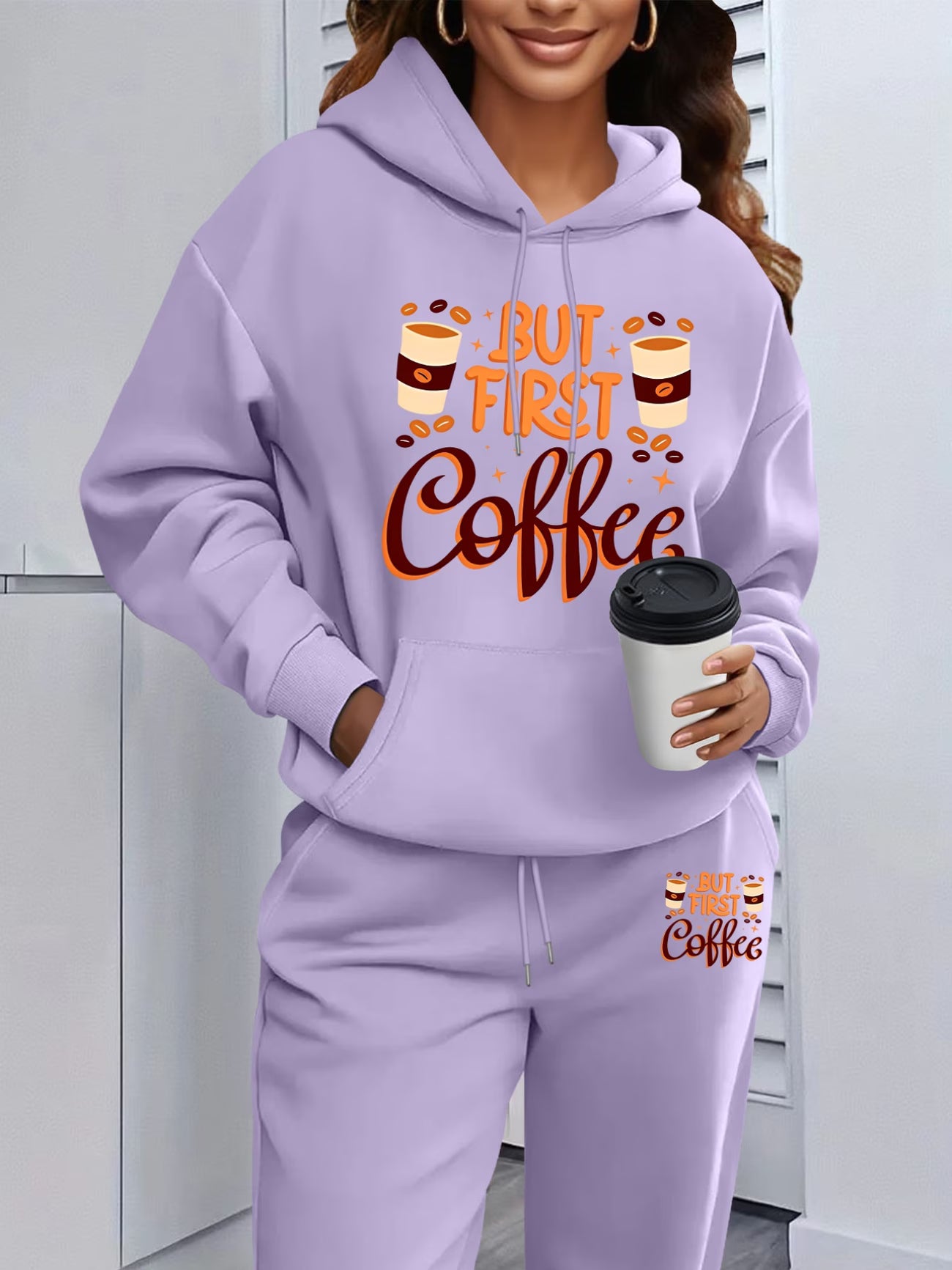 But First Coffee Hooded Sweatshirt & Sweatpants Set