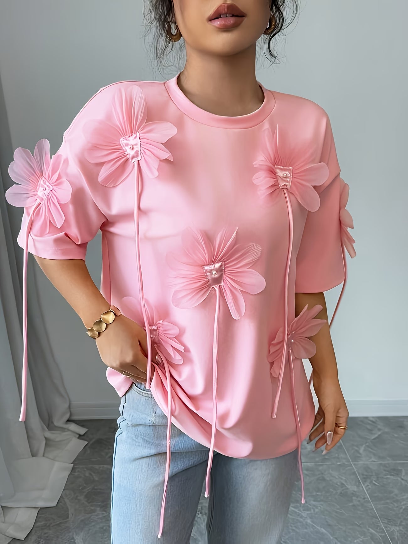 Women's Flowers Print Casual T-Shirt
