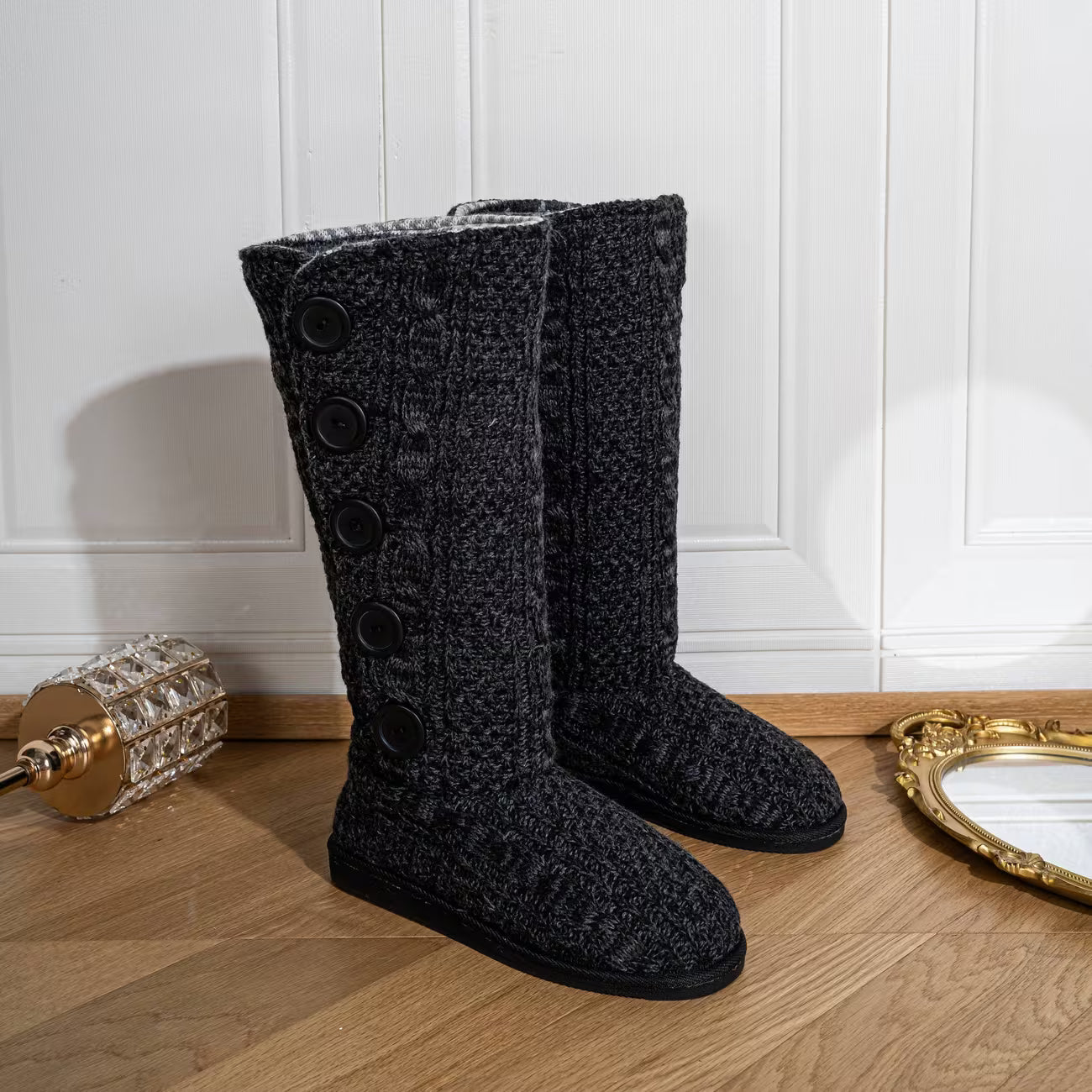 Women's Autumn & Winter Fleece-Lined Thickened Knitted Long Leg Boots