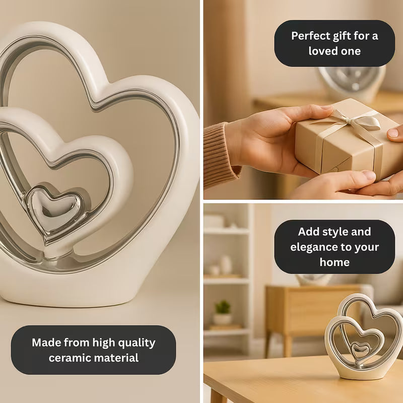25.5cm Silver Heart Statue