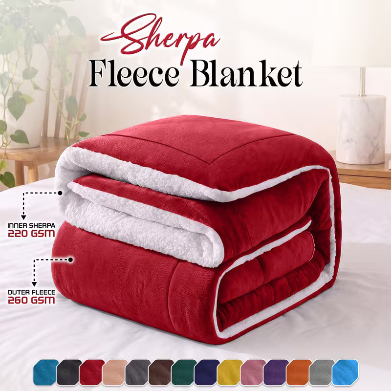 Double-Sided Sherpa Fleece Blanket