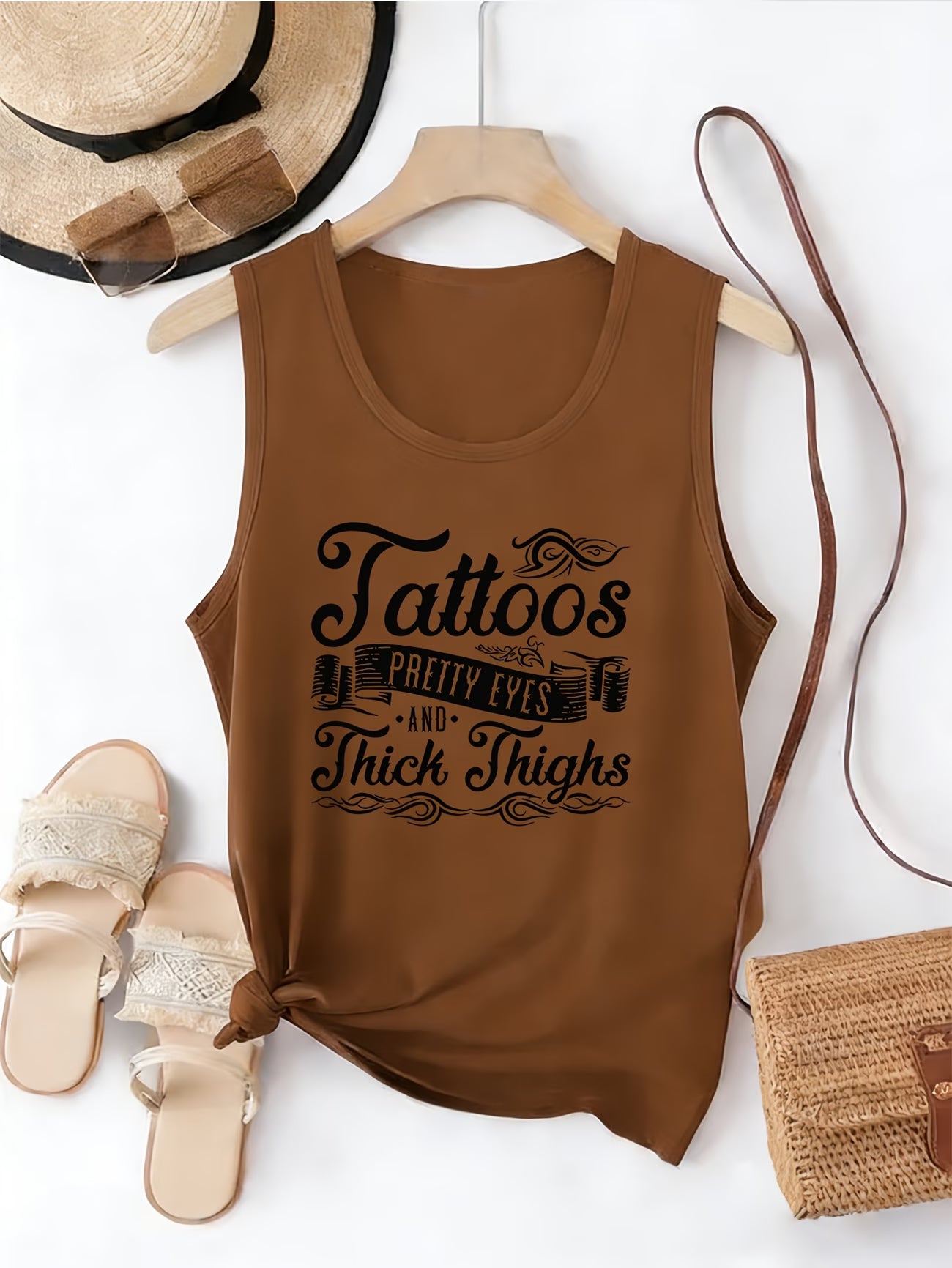 Tattoo Print Round-Neck Tank Top