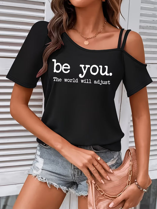 Letter Print Off-Shoulder Top