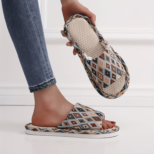 Geometric Slippers — Breathable EVA Sole House Shoes
