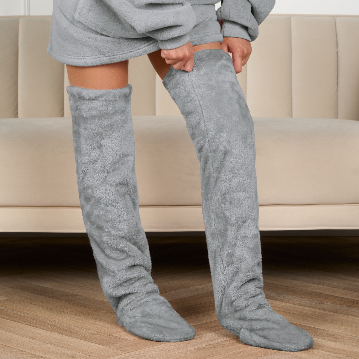 Over The Knee Teddy Slipper Socks