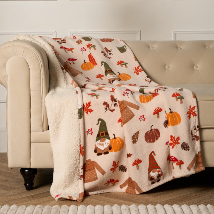 Autumnal Gonk Printed Throw – Natural