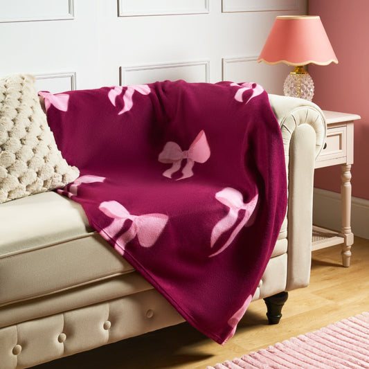 Bow Print Fleece Throw