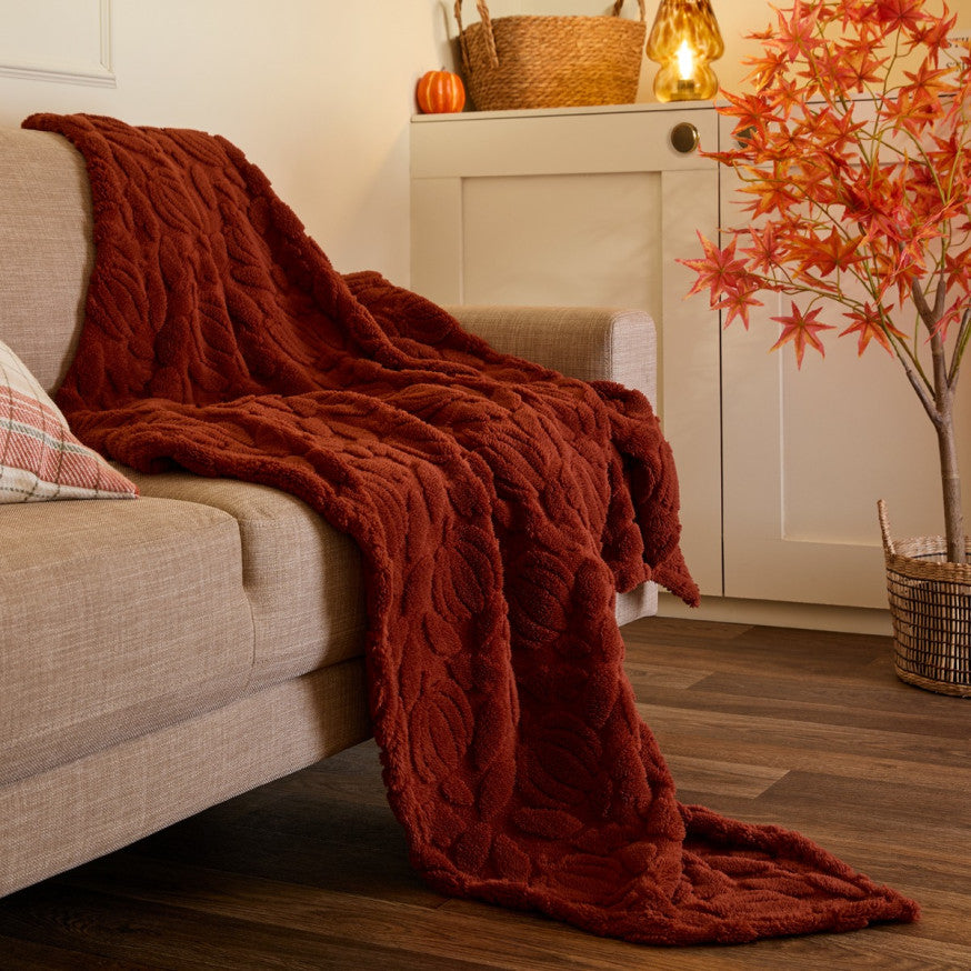 Tufted Pumpkin Fleece Throw