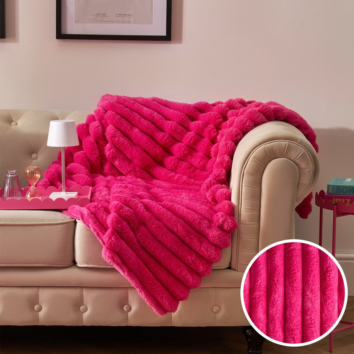 Jumbo Faux Fur Ribbed Throw