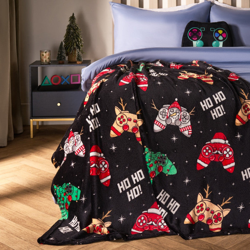 Christmas Gaming Fleece Throw – Black