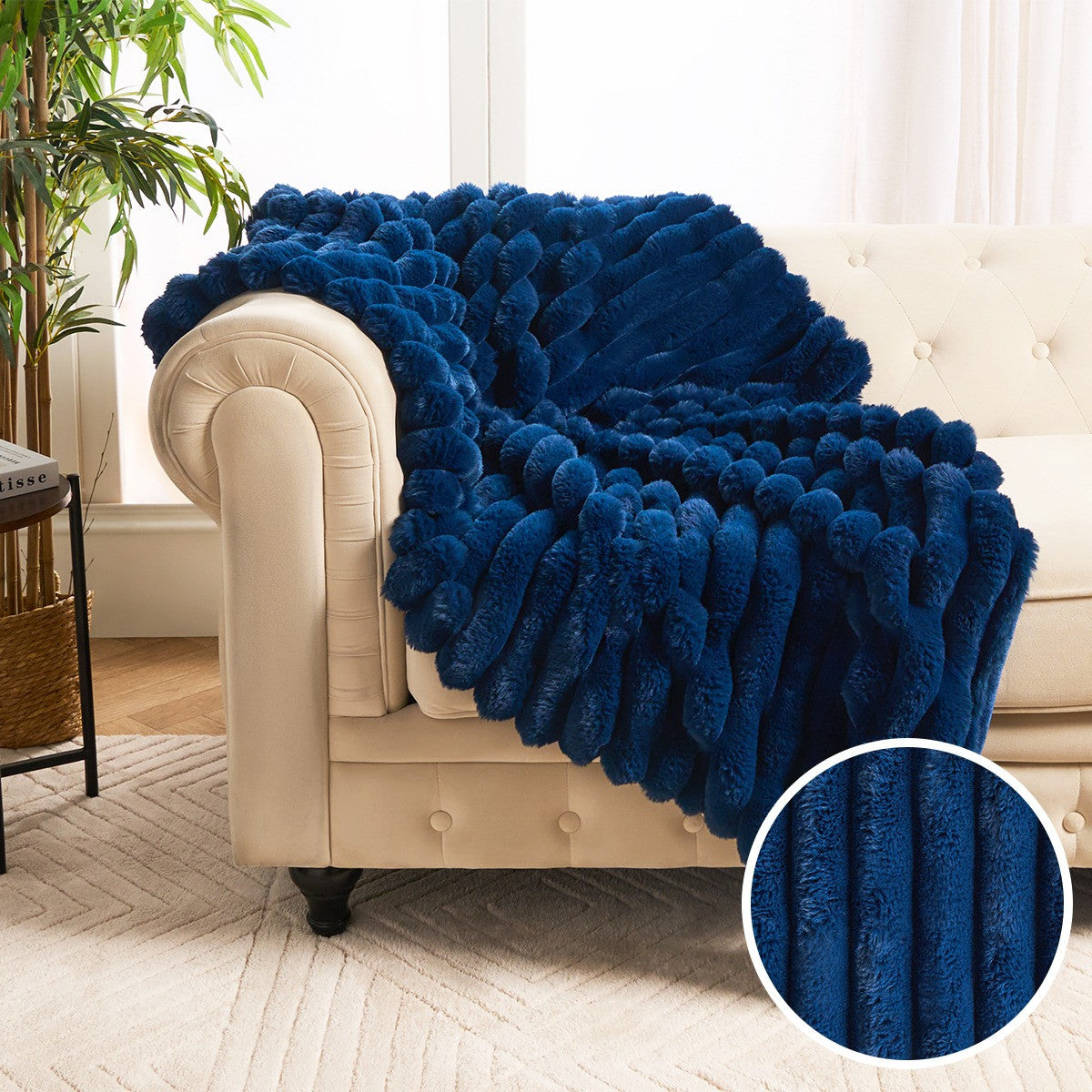 Jumbo Faux Fur Ribbed Throw