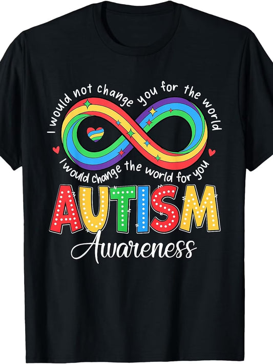 Men's Autism Awareness T-Shirt — Infinity Symbol "Accept, Understand, Love" Crew Neck Graphic Tee