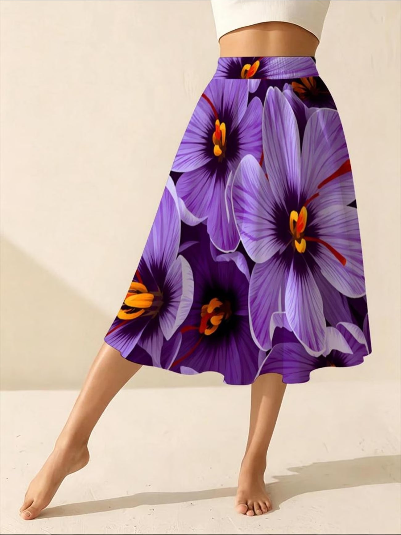 Women's Saffron Floral Midi Skirt