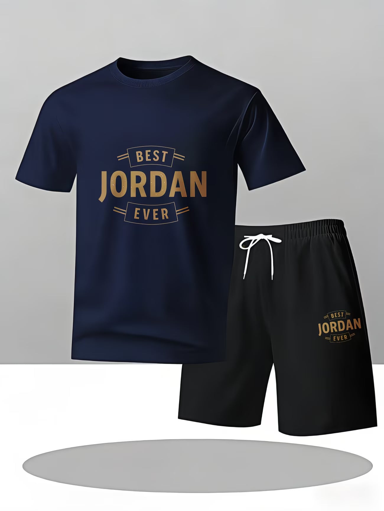 Men's Casual Sporty Matching Set – 'Best Ever' Slogan Print T-Shirt & Shorts