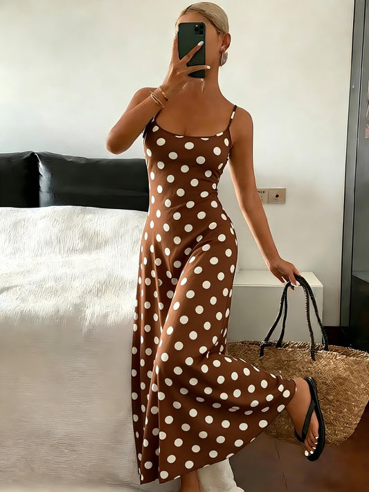 Spring Summer Polka Dot Print Cami Dress