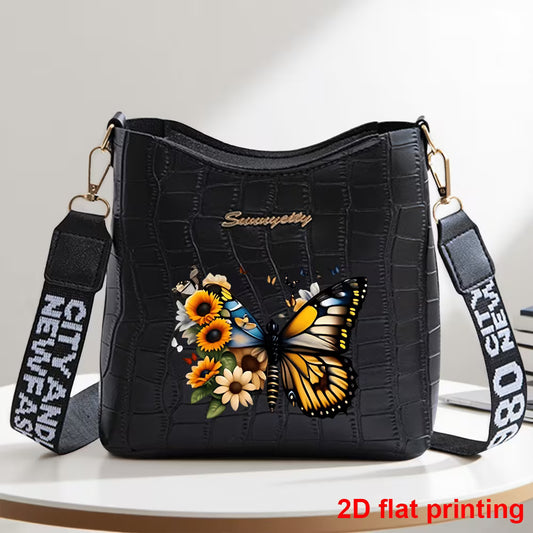 Floral & Butterfly Print Women's Crossbody Bag
