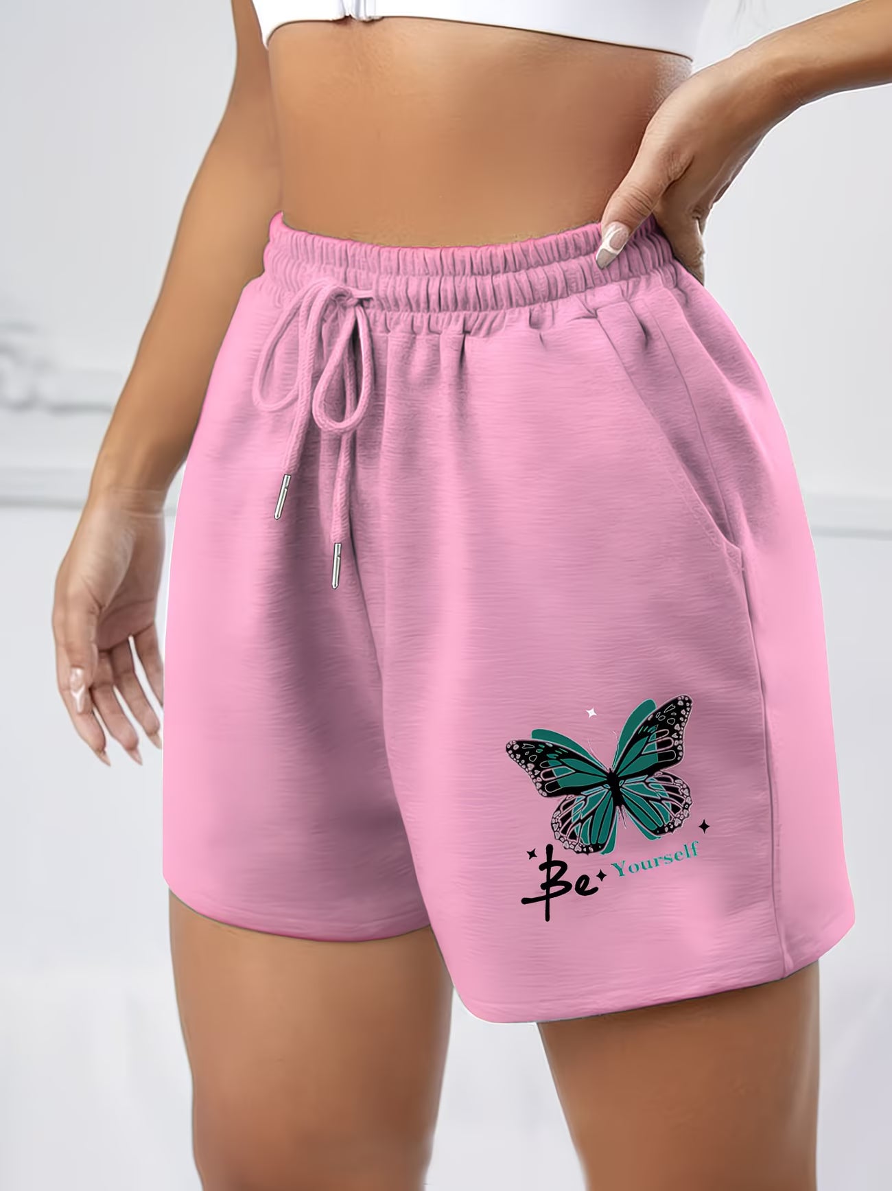 Ladies' Butterfly Print Retro Casual Shorts – Niche Sport-Inspired Design