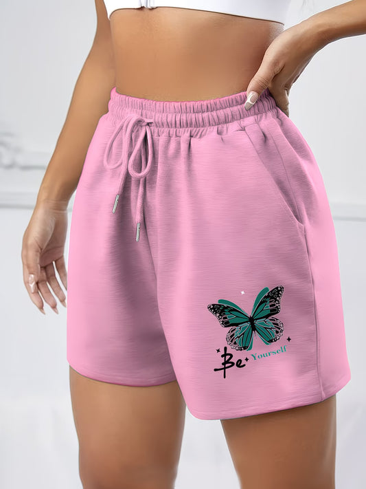 Ladies' Butterfly Print Retro Casual Shorts – Niche Sport-Inspired Design