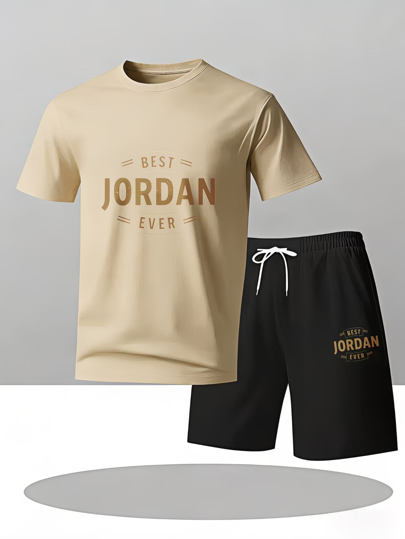 Men's Casual Sporty Matching Set – 'Best Ever' Slogan Print T-Shirt & Shorts