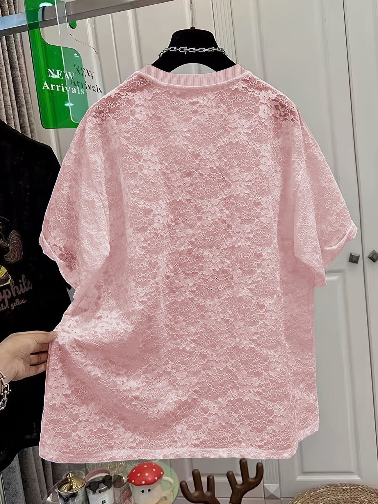 Summer Lace Round Neck Casual T-Shirt