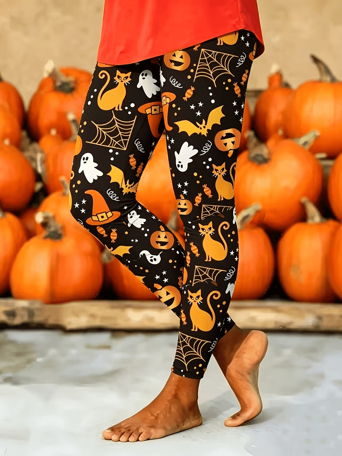 Women's Halloween Print Full-Length Stretch Leggings